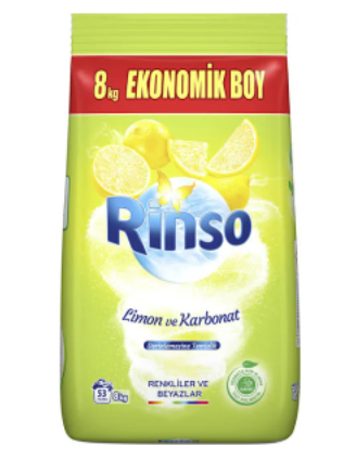 Rinso Limon Karbonat Renkliler Ve Beyazlar İçin Toz Çamaşır Deterjanı 8 kg resmi