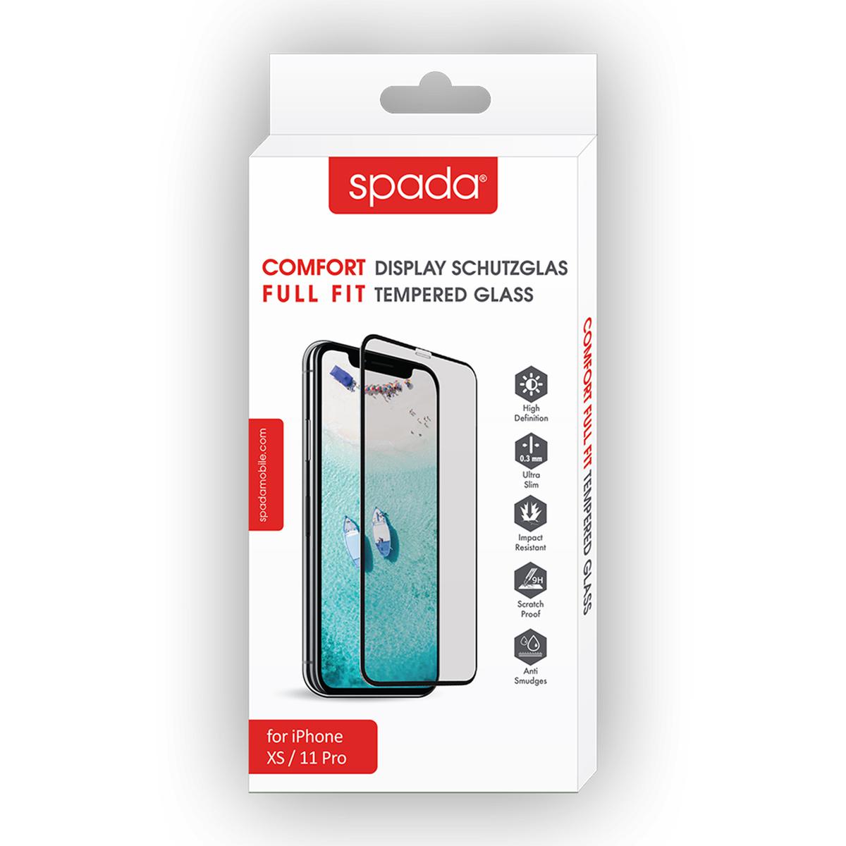 Spada iPhone X/XS/11 Pro Tam Kaplayan Ekran Koruma Camı - Siyah resmi