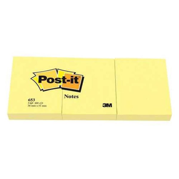 3M Post-it 653 Yapışkanlı Not Kağıdı 38 mm x 51 mm 300 Yaprak Sarı resmi