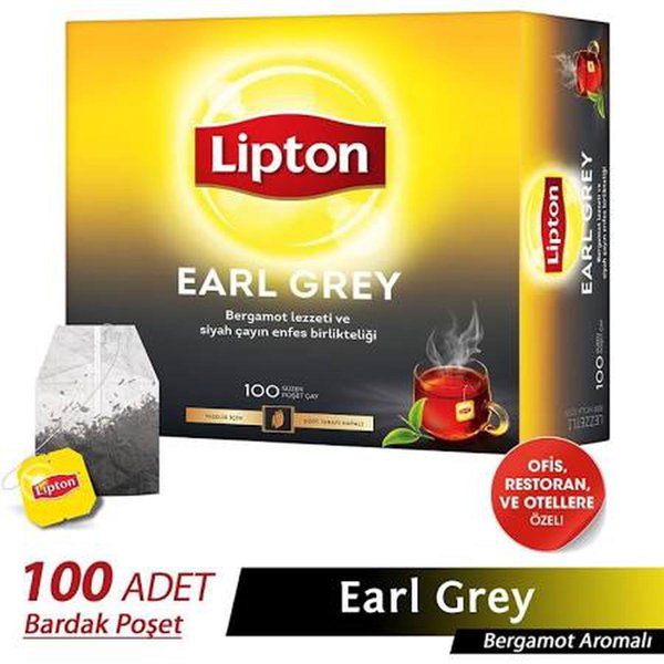 Lipton Bardak Poşet Çay Earl Grey 100'lü Paket resmi