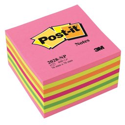 3M Post-it 2028NP Yapışkanlı Not Kağıdı 76 mm x 76 mm Gökkuşağı Pembe Renkler 450 Yaprak resmi