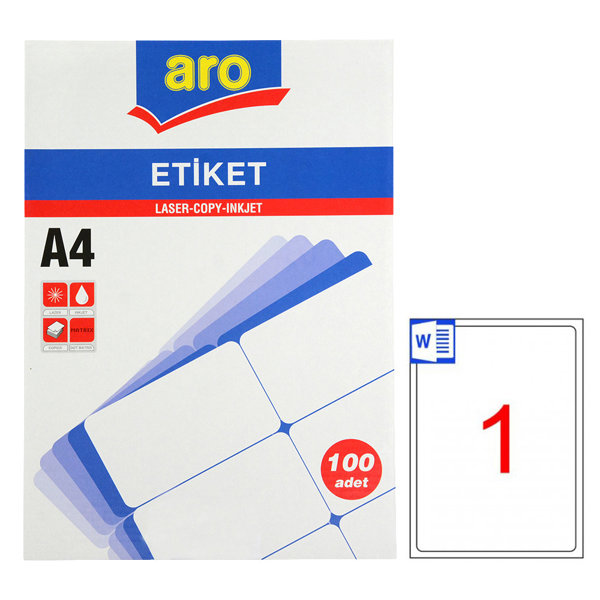 Aro AE-2001 Beyaz Sevkiyat ve Lojistik Etiketi 199.6 x 289.1 mm Tekli (100 Sayfa) resmi
