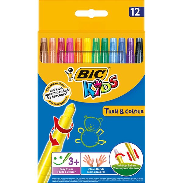 Bic Kids Çevirmeli Pastel Mum Boya 12'li Paket resmi