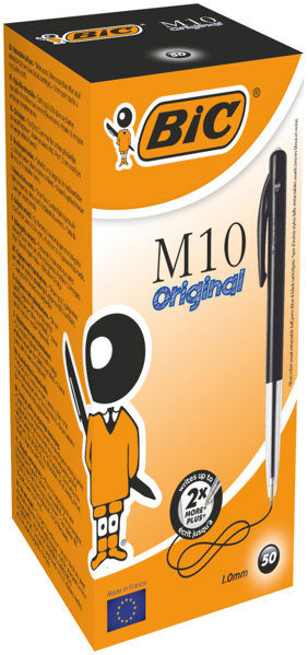 Bic M10 Basmalı Tükenmez Kalem 50'li Paket Siyah  resmi