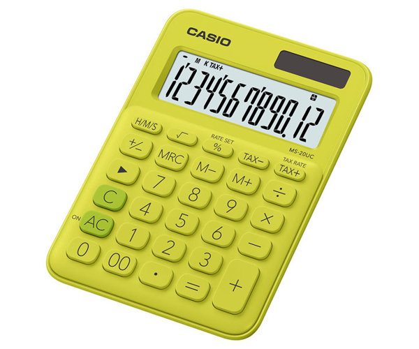 Casio MS-20UC-YG 12 Hane Sarı Masaüstü Hesap Makinesi resmi