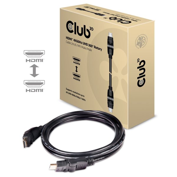 Club3D CAC-1360 Dönebilen Gaming HDMI Kablo 2.0 4K 60Hz 2 Metre resmi
