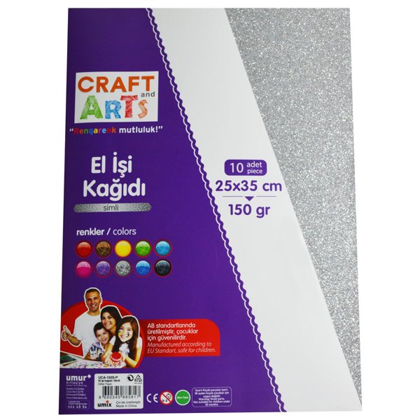 Craft And Arts El İşi Kağıdı 10'lu Paket - Simli resmi