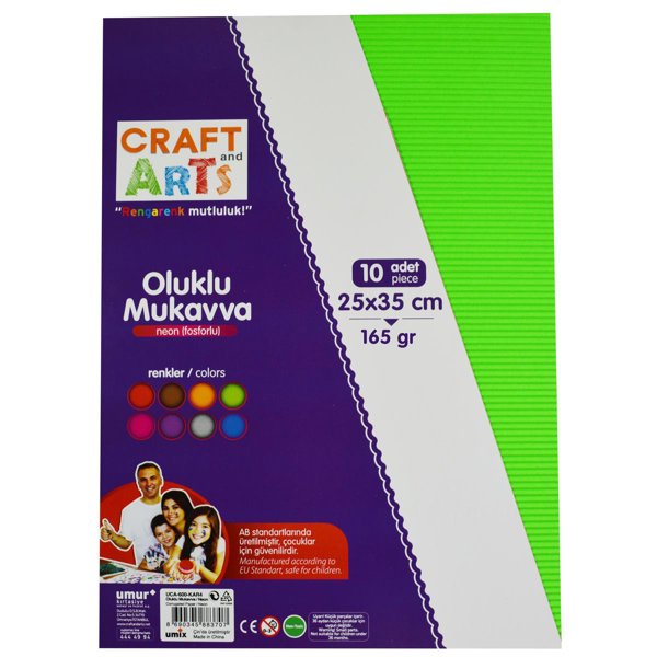 Craft And Arts Oluklu Mukavva 10'lu Paket - Neon Renkler resmi