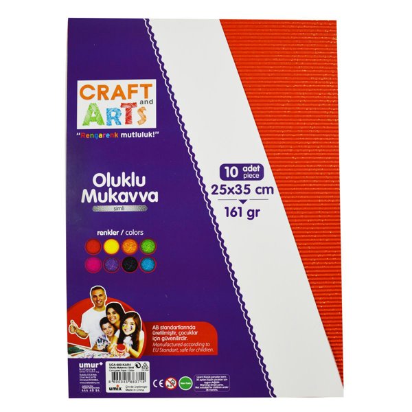 Craft And Arts Oluklu Mukavva 10'lu Paket - Simli resmi