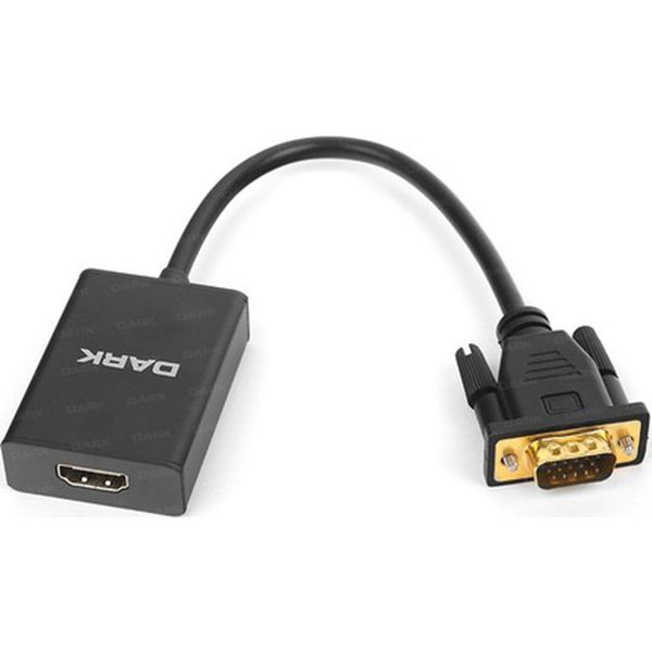Dark Analog VGA ve SES - Dijital HDMI Aktif Dönüştürücüsü - Siyah (DK-HD-AVGAXHDMI2) resmi