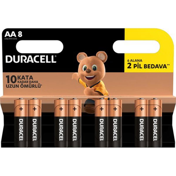 Duracell Alkalin AA 6+2 Kalem Pil 8li resmi
