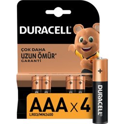Duracell LR03 Alkalin AAA İnce Kalem Pil 4'lü resmi