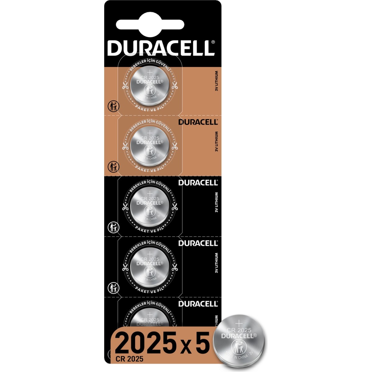 Duracell CR 2025 Düğme Pil Kartela 5'li resmi