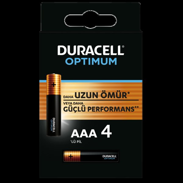 Duracell Optimum Aaa Alkalin Kalem Pil, 1,5 V LR03 MN2400, 4’lü Paket resmi