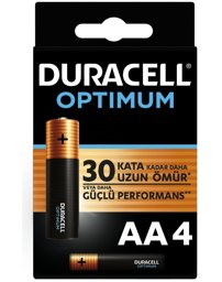 Duracell Optimum AAA Alkalin İnce Pil, 1,5 V Lr6 MN1500, 4’lü Paket resmi