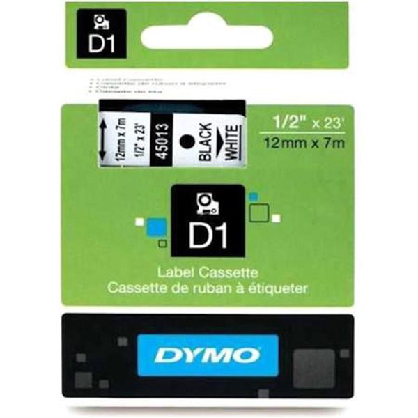 Dymo 45013 Letratag Plastik Etiket Kartuşu 12 mm x 7 m Beyaz/Siyah resmi