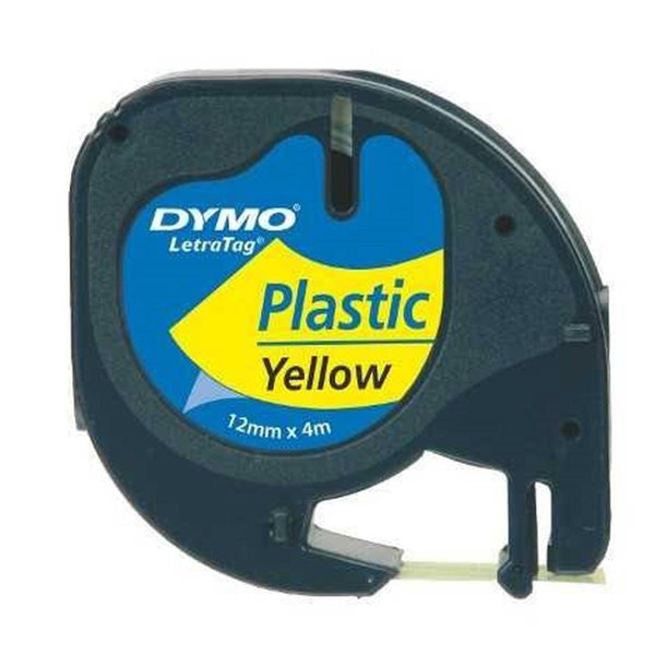 Dymo Letratag Plastik Etiket Kartuşu 12 mm x 4 m - Sarı resmi