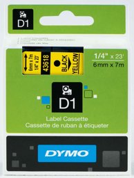 Dymo 43618 Şerit D1 6 mm x 7 m Sarı/Siyah resmi