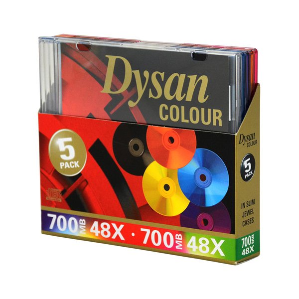 Dysan CD-R 700MB 48X Slim Renkli Kutu 5'li Paket resmi