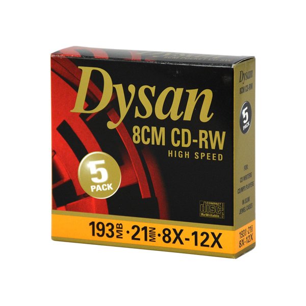 Dysan Mini CD-RW 8CM 193MB 12X Slim Kutu 5'li Paket resmi