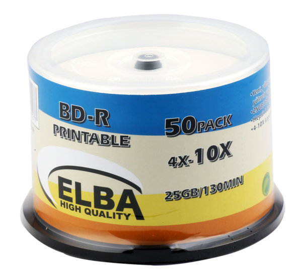 Elba Blu-Ray BD-R 10X 25 gb 50'li Cake Box Printable resmi