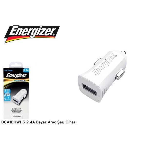 Energizer DCA1BHWH3 2.4A Beyaz Araç Şarj Cihazı resmi