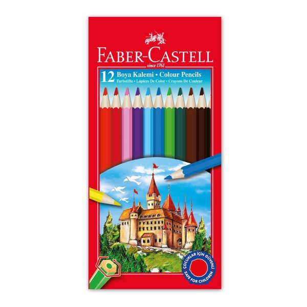 Faber-Castell Kuru Boya Kalemi 12 Renk Tam Boy resmi