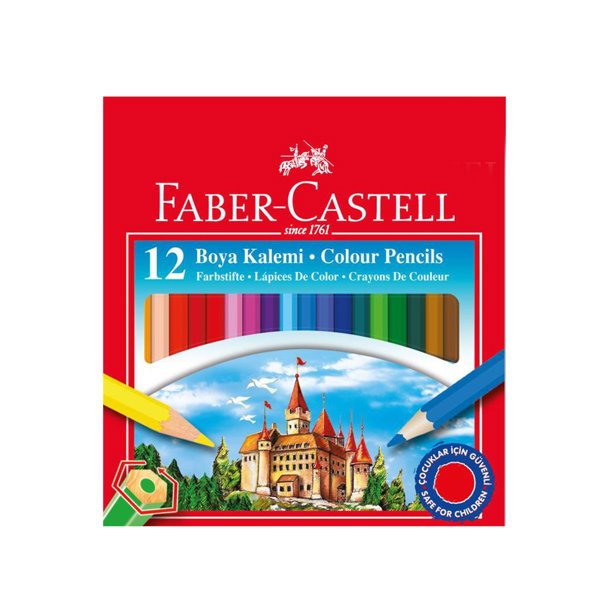 Faber-Castell Karton Kutu Boya Kalemi 12 Renk Yarım Boy resmi