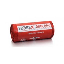 Florex Tıbbi Atık Baskılı Çöp Torbası Kırmızı 55 x 60 resmi