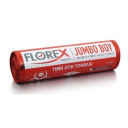 Florex Tıbbi Atık  Baskılı Jumbo Kırmızı Çöp Torbası 80x110 resmi