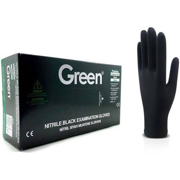 Green Pudrasız Nitril Eldiven Siyah M 100'lü Paket resmi