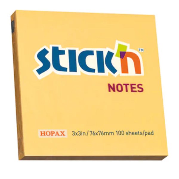 Hopax Stickn Yapışkanlı Not Kağıdı – 76 x 76 mm 100 Yaprak – Pastel Turuncu resmi