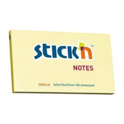 Hopax Stickn Yapışkanlı Not Kağıdı 76 mm x 127 mm 100 Yaprak Sarı resmi