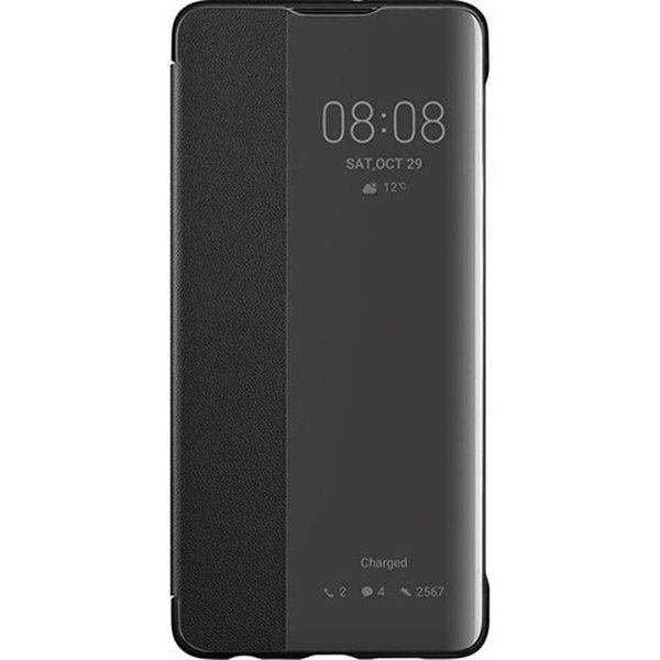 Huawei P30 Ekranlı Kapaklı Siyah Kılıf resmi
