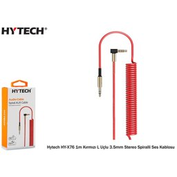 Hytech HY-X76 1 m Kırmızı L Uçlu 3.5 mm Stereo Spiralli Ses Kablosu resmi