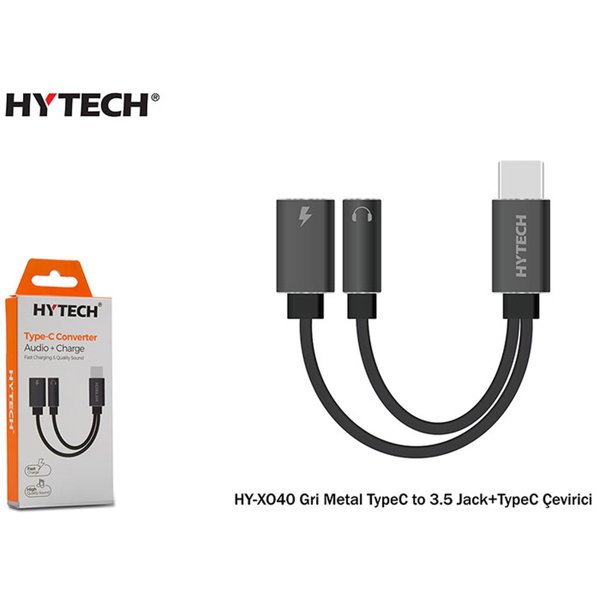 Hytech HY-XO40 Gri TypeC to 3.5 jack+TypeC Metal Çevirici resmi