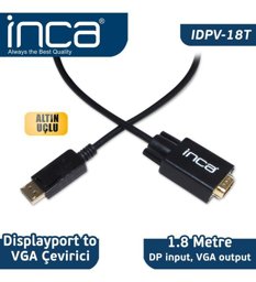 Inca IDPV-18T Displayport To Vga Kablo 1.8 m resmi