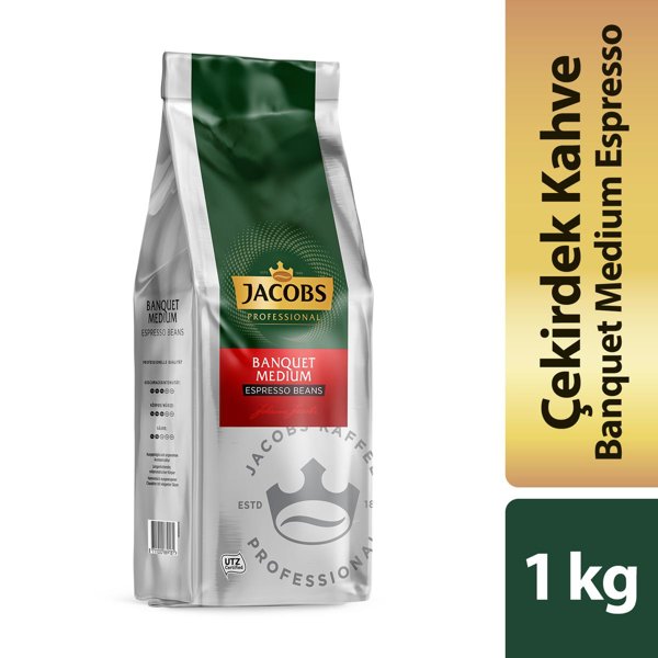 Jacobs Professional Banquet Medium Espresso Beans Çekirdek Kahve 1000 g resmi