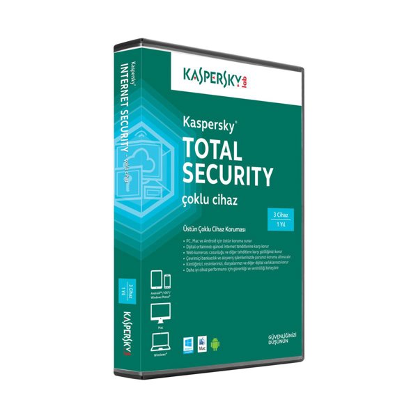 Kaspersky Total Security MD 3 Kullanıcı 1 Yıl Antivirüs Programı resmi