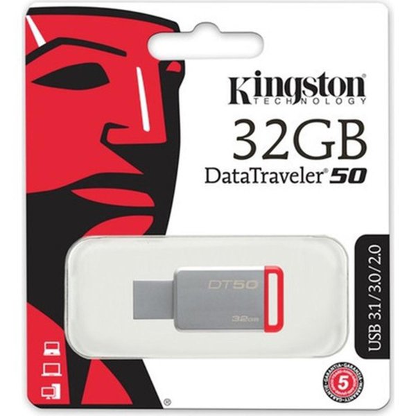 Kingston 32Gb Usb3.1 Memory Dt50 / 32Gb Flash Bellek Metal / Kırmızı resmi