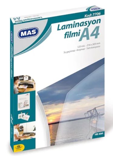 Mas Laminasyon Filmi A4 125 Mikron 100'lü Paket resmi