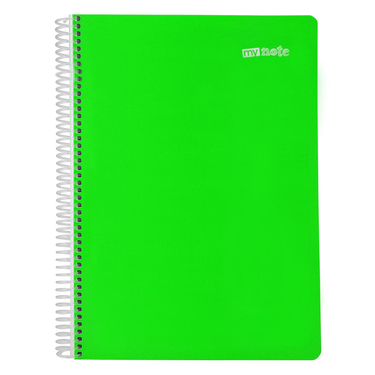 Mynote Neon Spiralli Defter Plastik Kapak Çizgili A4 100 Yaprak - Yeşil resmi