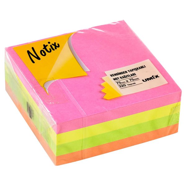 Notix Yapışkanlı Not Kağıdı – 75 x 75 mm 320 Yaprak – Karışık Renkler Neon resmi