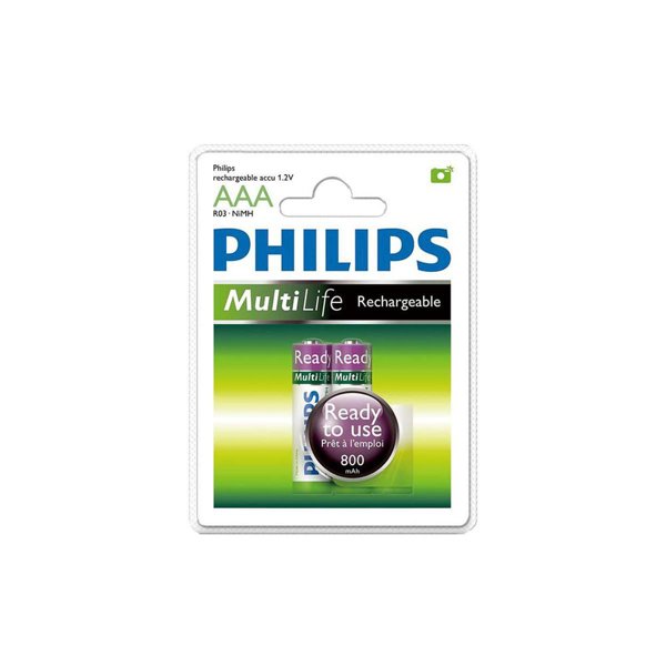 Philips R03B2RTU8/10 Şarjlı İnce Kalem Pil 2'li resmi
