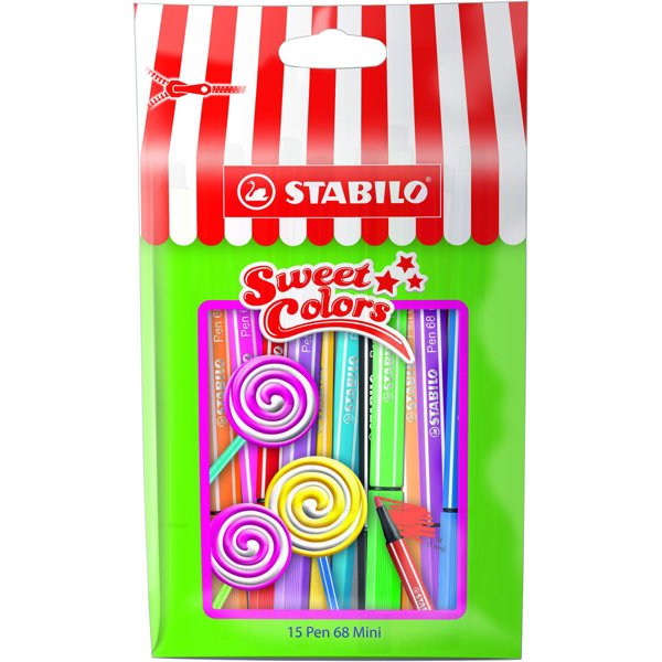 Stabilo Pen 68 Kalın Uçlu Keçeli Kalem Mini Sweet Colors 15'li Paket resmi