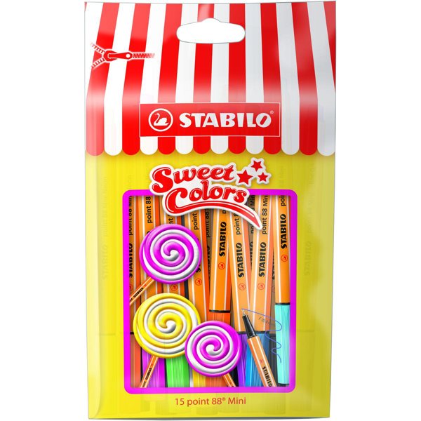 Stabilo Point 88 İnce Uçlu Keçeli Kalem Mini Sweet Colors 15'li Set resmi