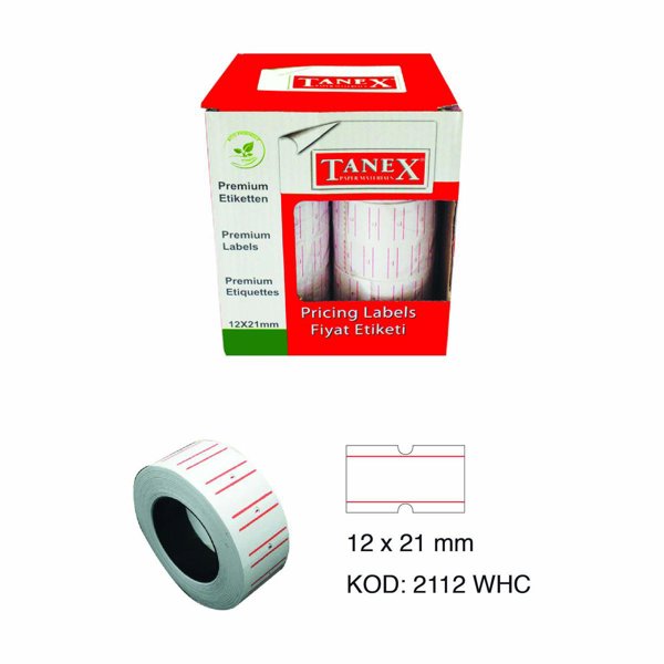 Tanex Motex Çizgili Beyaz Fiyat Etiketi 12x21 Mm 24'lü Paket resmi