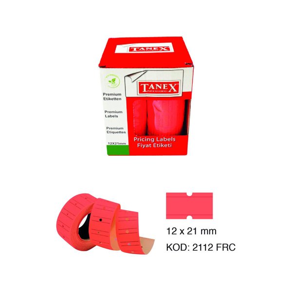 Tanex Motex Fiyat Etiketi Çizgili 12 mm x 21 mm 24'lü Paket Kırmızı  resmi