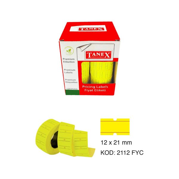 Tanex Motex Çizgili Sarı Fiyat Etiketi 12x21 Mm 24'lü Paket resmi