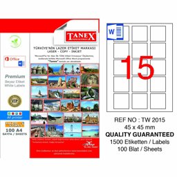 Tanex TW-2015 45 mm x 45 mm Lazer Etiket 15'li resmi
